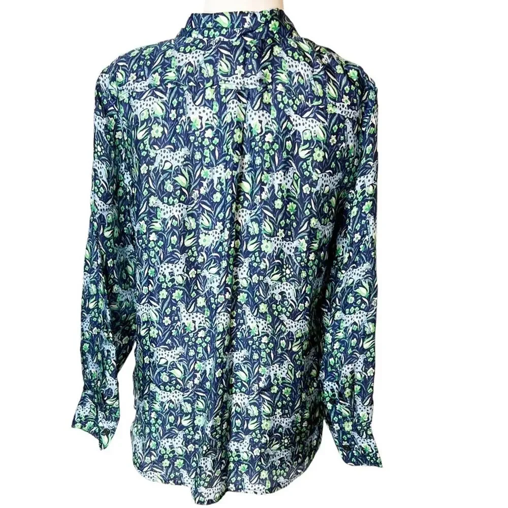 J. Crew Classic-fit shirt in fauna floral cat sz 4